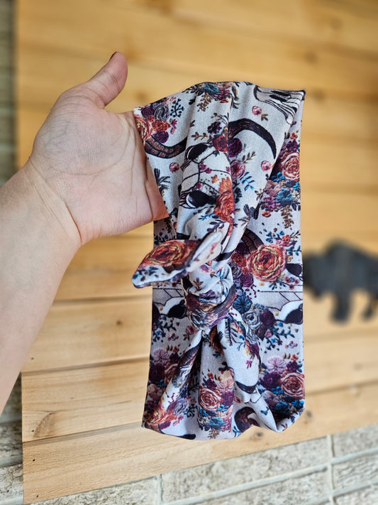 Floral Skull Faux Bow