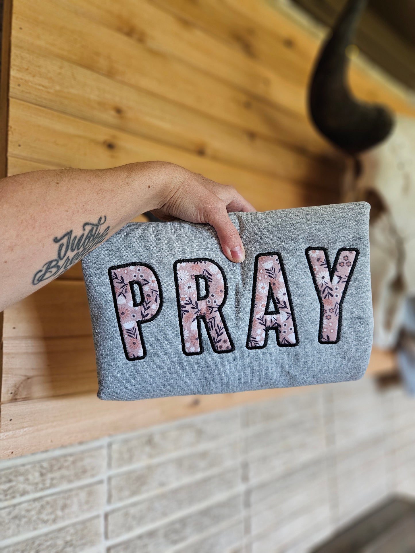 Pray Embroidered Crewneck