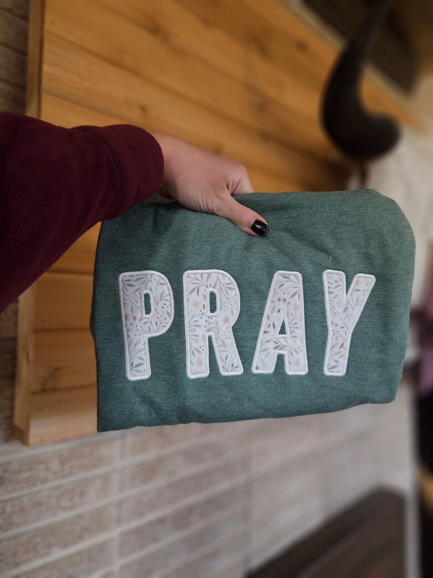 Pray Embroidered Crewneck