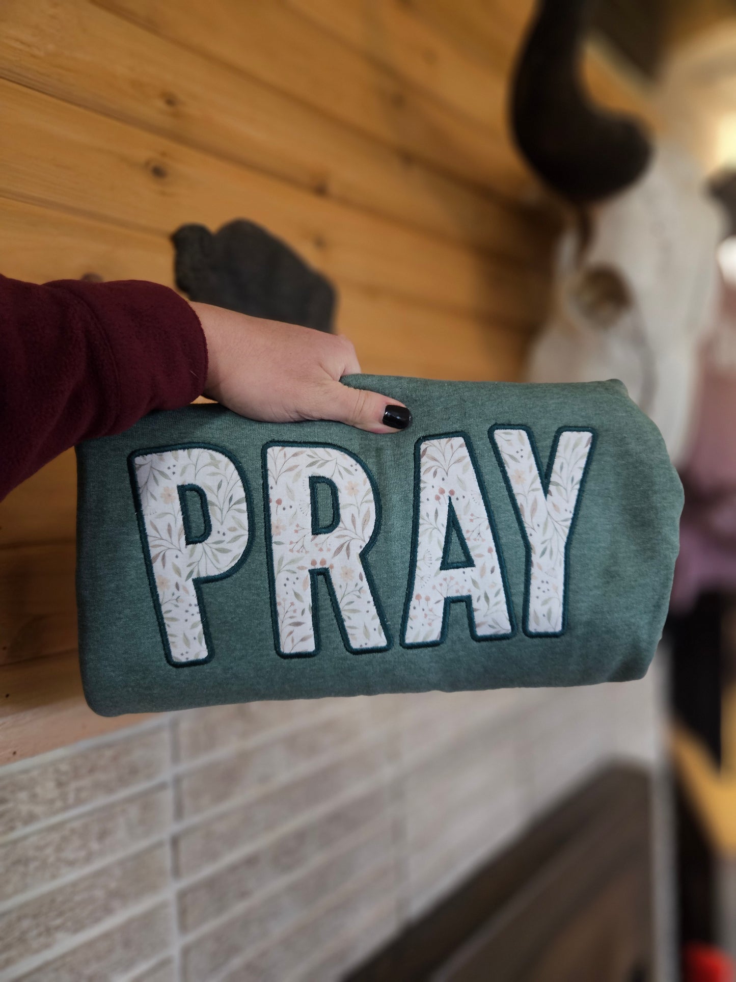Pray Embroidered Crewneck