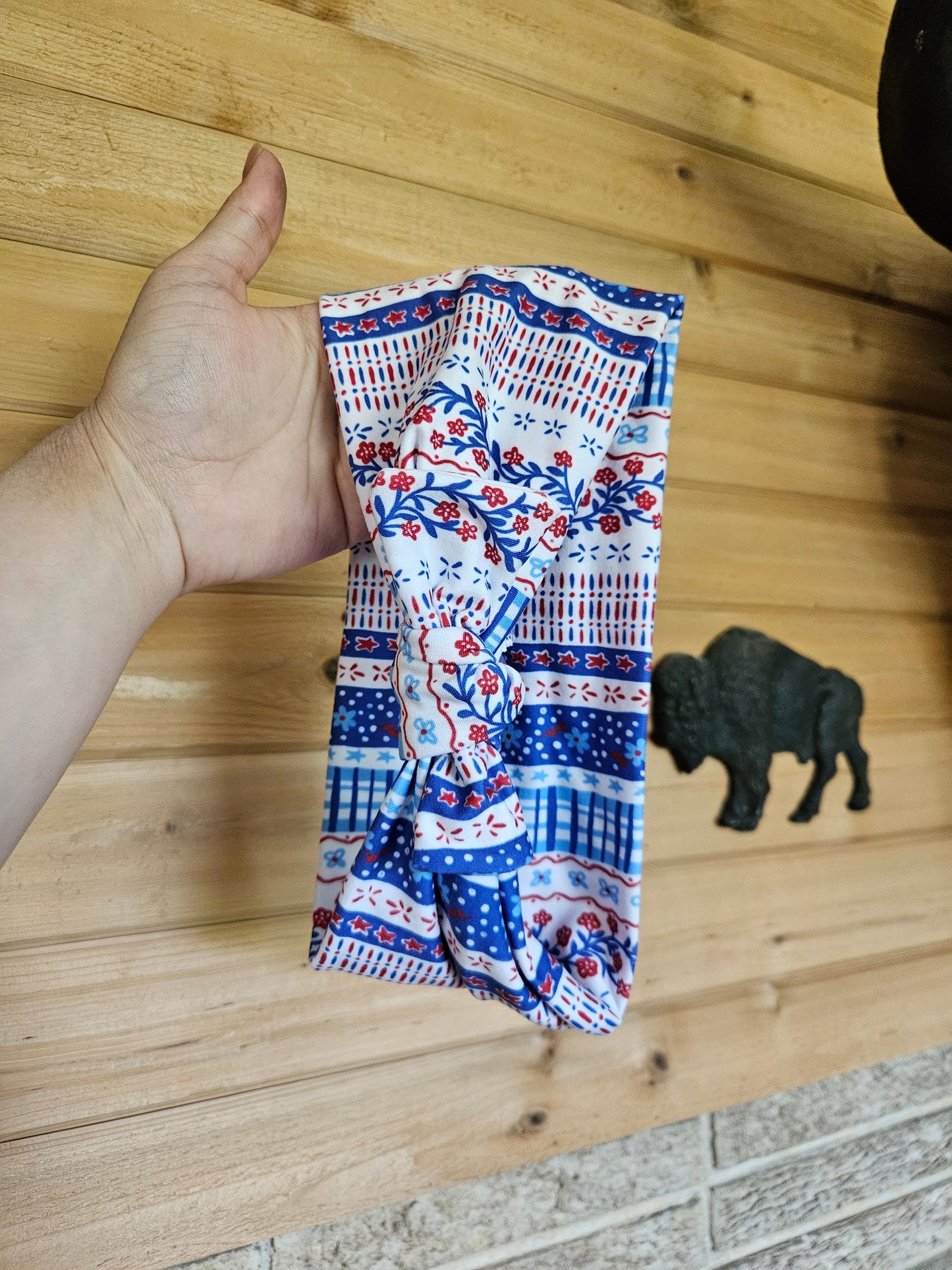 RWB Floral Faux Bow