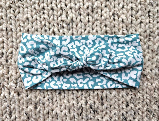 Teal Cheetah Twist Headband